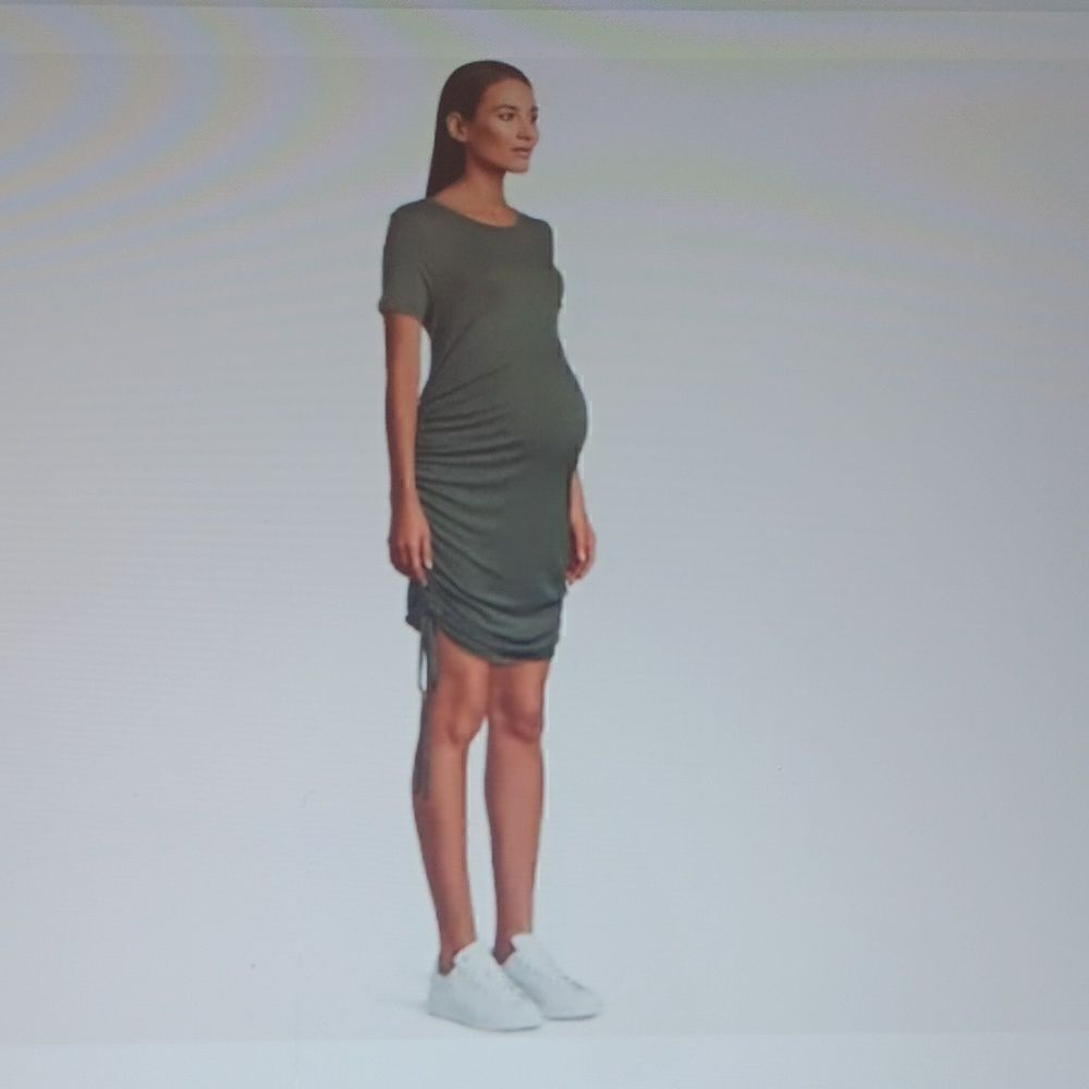 New Maternity Side Ruched Bodycon Dress Extra Large Black & White New With Tags